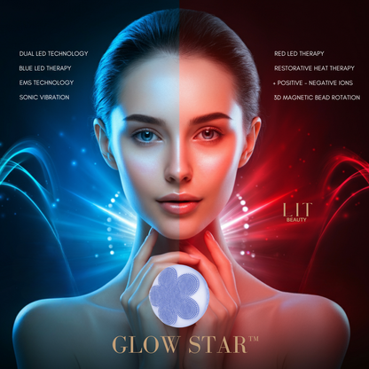 GLOW STAR by Lit Beauty™- Red & Blue LED Smart Facial- 6 in 1 at Home Beauty Facial Device.