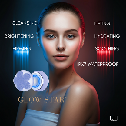 GLOW STAR by Lit Beauty™- Red & Blue LED Smart Facial- 6 in 1 at Home Beauty Facial Device.